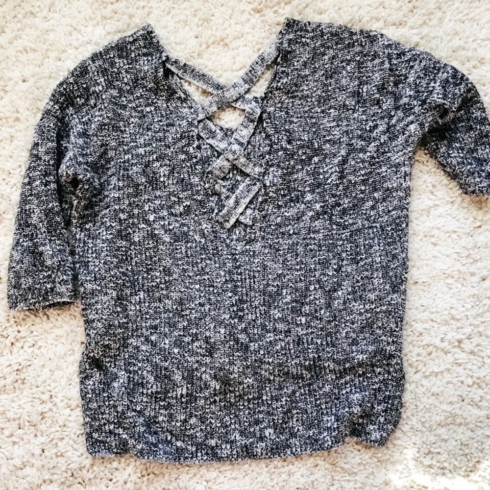 Express marled sweater cross cross back